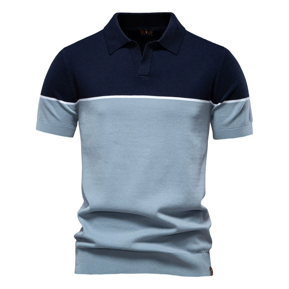 Zweifarbiges Strick-Poloshirt für Herren – 2025 Sommer Slim-Fit Business Casual Top | PSD8041 
