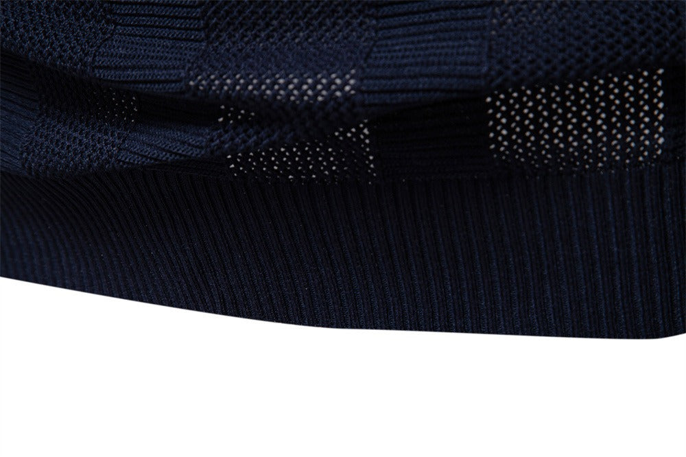 Herren-Poloshirt aus gestreiftem Strick mit Mesh-Einsätzen – 2025 Sommer Slim-Fit Streetwear-Top | PSD8042 