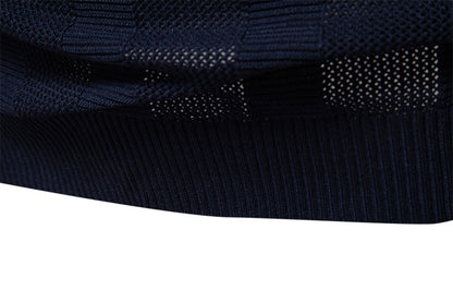 Herren-Poloshirt aus gestreiftem Strick mit Mesh-Einsätzen – 2025 Sommer Slim-Fit Streetwear-Top | PSD8042 