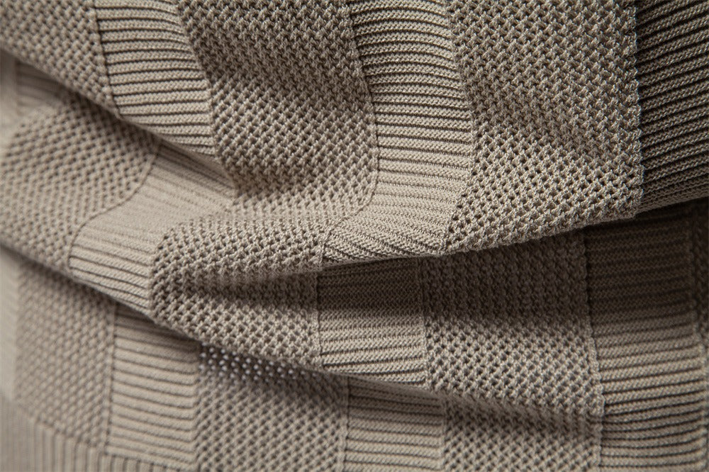 Herren-Poloshirt aus gestreiftem Strick mit Mesh-Einsätzen – 2025 Sommer Slim-Fit Streetwear-Top | PSD8042 