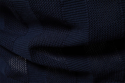 Herren-Poloshirt aus gestreiftem Strick mit Mesh-Einsätzen – 2025 Sommer Slim-Fit Streetwear-Top | PSD8042 