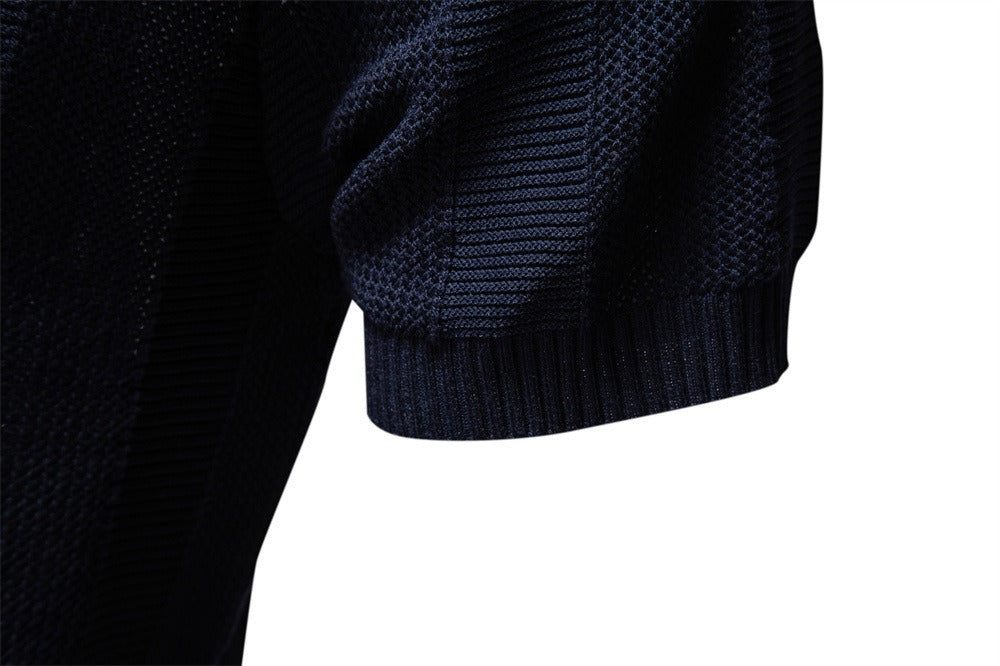 Herren-Poloshirt aus gestreiftem Strick mit Mesh-Einsätzen – 2025 Sommer Slim-Fit Streetwear-Top | PSD8042 