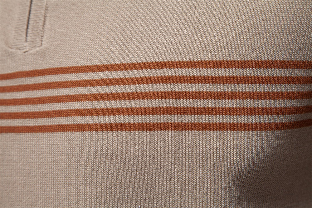 Herren Slim-Fit Poloshirt aus gestreiftem Strick – 2025 Sommer Business Casual Top | PSD8047