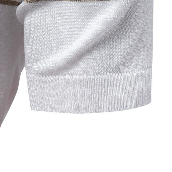 Herren Slim-Fit Poloshirt aus gestreiftem Strick – 2025 Sommer Business Casual Top | PSD8047