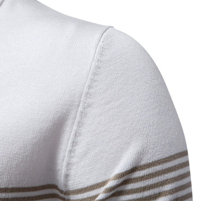 Herren Slim-Fit Poloshirt aus gestreiftem Strick – 2025 Sommer Business Casual Top | PSD8047