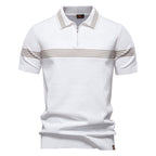 Herren Slim-Fit Poloshirt aus gestreiftem Strick – 2025 Sommer Business Casual Top | PSD8047