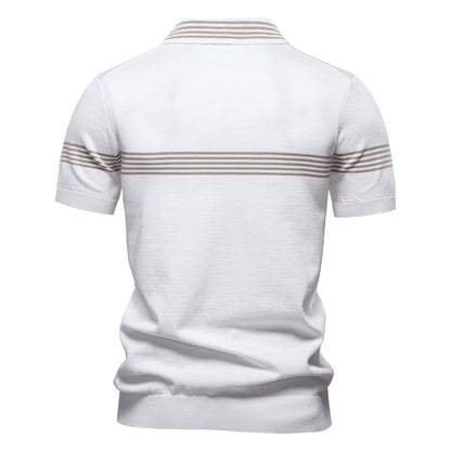 Herren Slim-Fit Poloshirt aus gestreiftem Strick – 2025 Sommer Business Casual Top | PSD8047