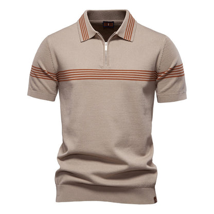 Herren Slim-Fit Poloshirt aus gestreiftem Strick – 2025 Sommer Business Casual Top | PSD8047