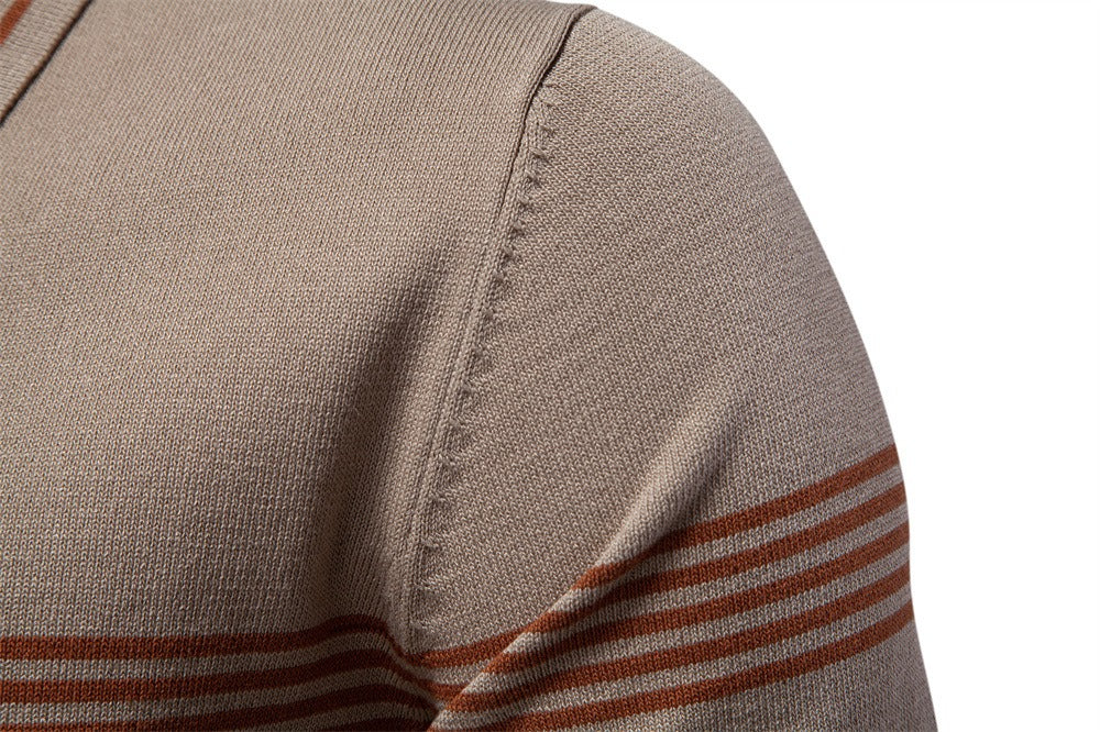 Herren Slim-Fit Poloshirt aus gestreiftem Strick – 2025 Sommer Business Casual Top | PSD8047