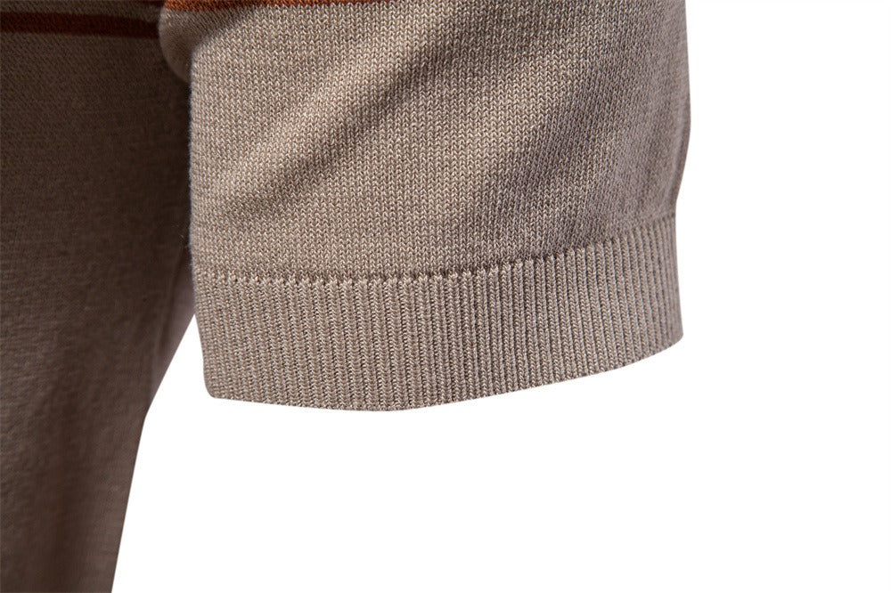 Herren Slim-Fit Poloshirt aus gestreiftem Strick – 2025 Sommer Business Casual Top | PSD8047