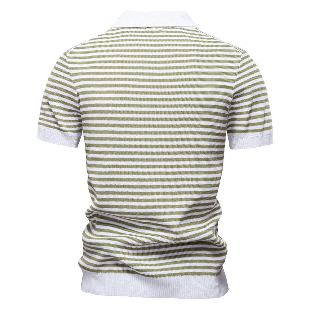 Herren-Poloshirt mit Streifenmuster und Möwenkragen – 2025 Sommer Slim-Fit Business Casual Top | PSD8054