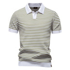 Herren-Poloshirt mit Streifenmuster und Möwenkragen – 2025 Sommer Slim-Fit Business Casual Top | PSD8054