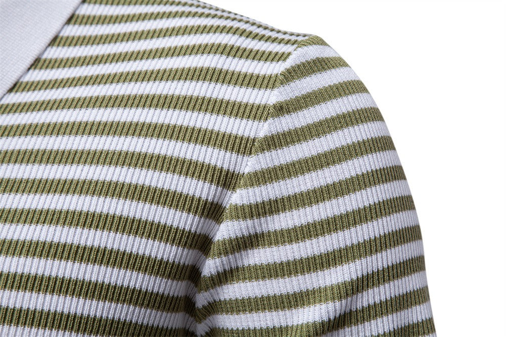 Herren-Poloshirt mit Streifenmuster und Möwenkragen – 2025 Sommer Slim-Fit Business Casual Top | PSD8054