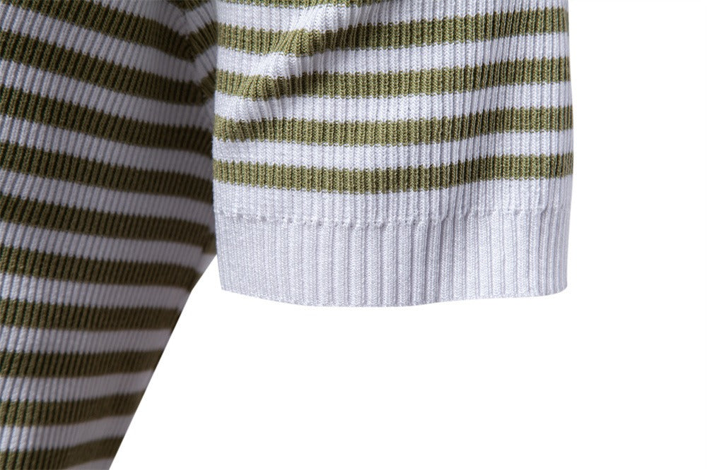 Herren-Poloshirt mit Streifenmuster und Möwenkragen – 2025 Sommer Slim-Fit Business Casual Top | PSD8054