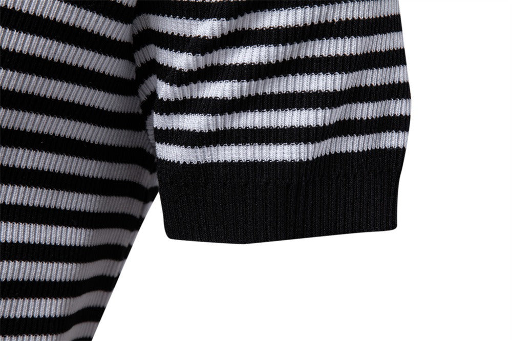 Herren-Poloshirt mit Streifenmuster und Möwenkragen – 2025 Sommer Slim-Fit Business Casual Top | PSD8054