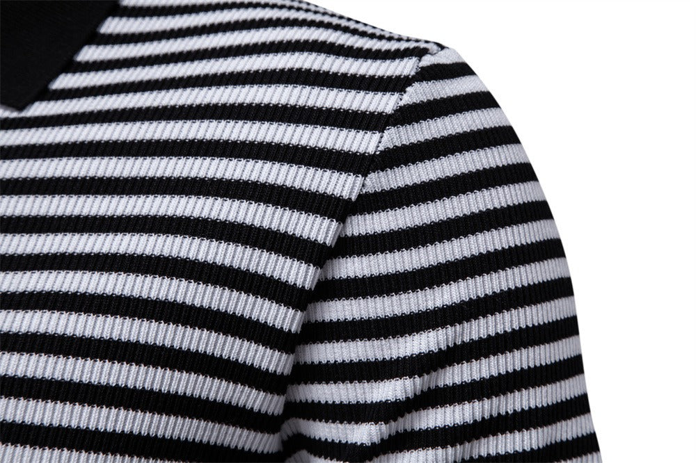 Herren-Poloshirt mit Streifenmuster und Möwenkragen – 2025 Sommer Slim-Fit Business Casual Top | PSD8054