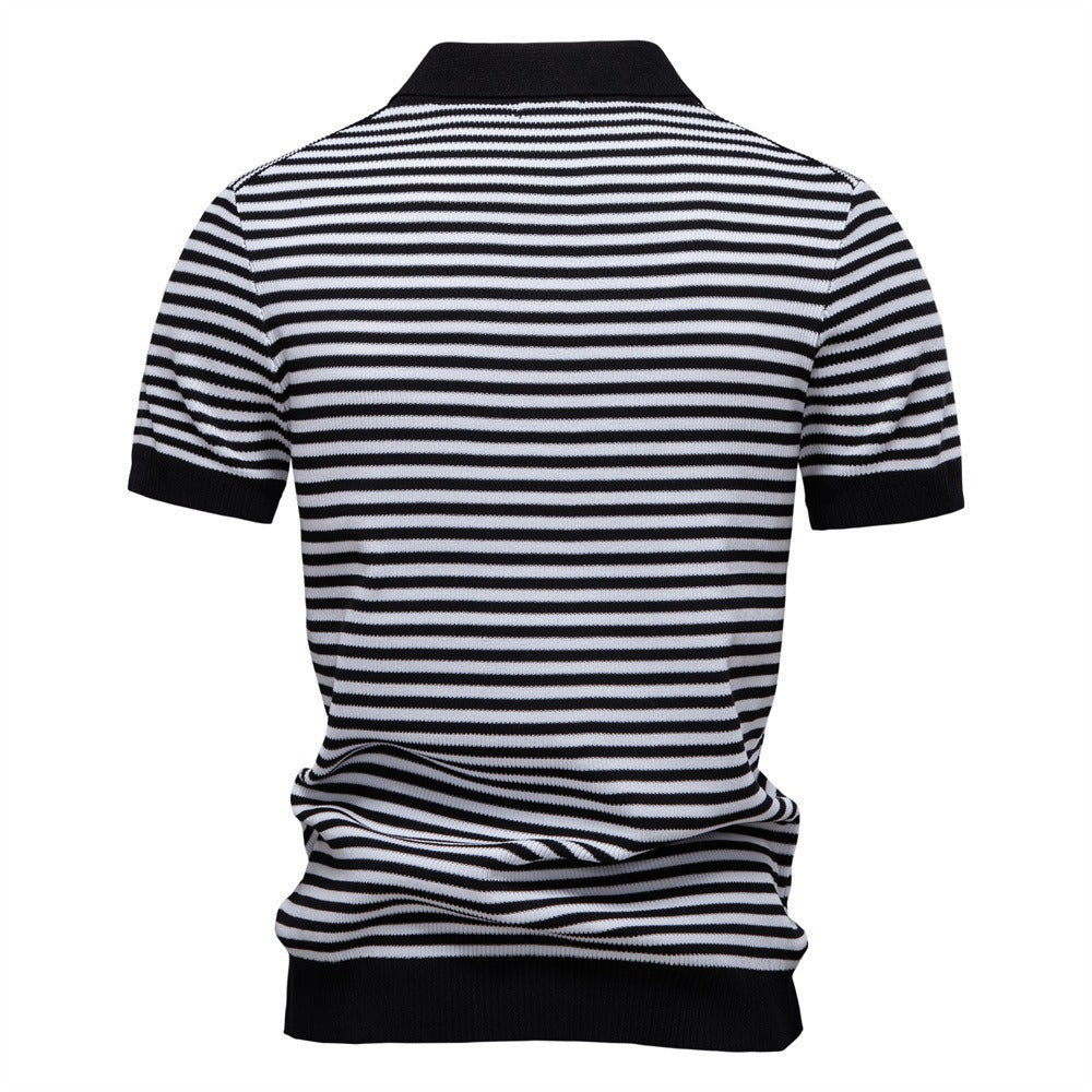 Herren-Poloshirt mit Streifenmuster und Möwenkragen – 2025 Sommer Slim-Fit Business Casual Top | PSD8054