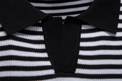 Herren-Poloshirt mit Streifenmuster und Möwenkragen – 2025 Sommer Slim-Fit Business Casual Top | PSD8054