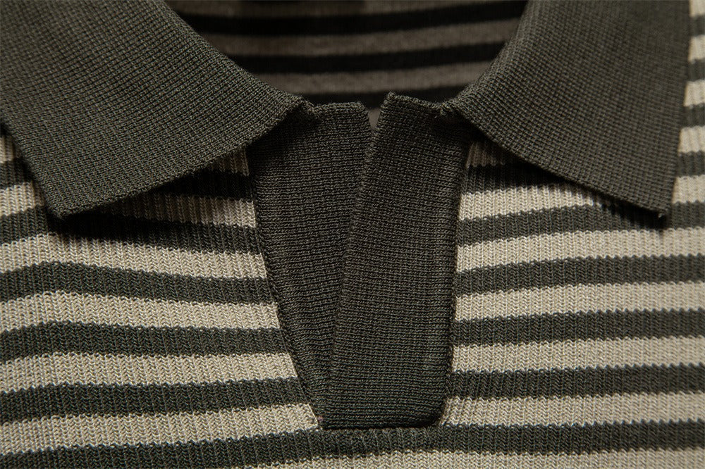 Herren-Poloshirt mit Streifenmuster und Möwenkragen – 2025 Sommer Slim-Fit Business Casual Top | PSD8054