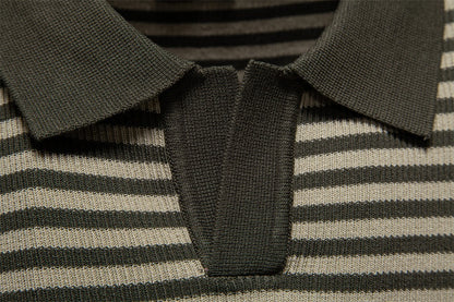 Herren-Poloshirt mit Streifenmuster und Möwenkragen – 2025 Sommer Slim-Fit Business Casual Top | PSD8054