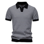Herren-Poloshirt mit Streifenmuster und Möwenkragen – 2025 Sommer Slim-Fit Business Casual Top | PSD8054
