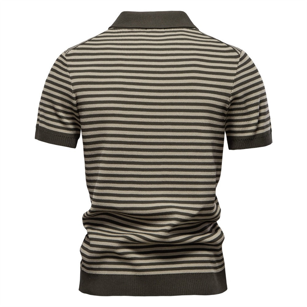 Herren-Poloshirt mit Streifenmuster und Möwenkragen – 2025 Sommer Slim-Fit Business Casual Top | PSD8054