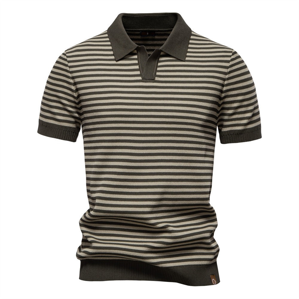 Herren-Poloshirt mit Streifenmuster und Möwenkragen – 2025 Sommer Slim-Fit Business Casual Top | PSD8054