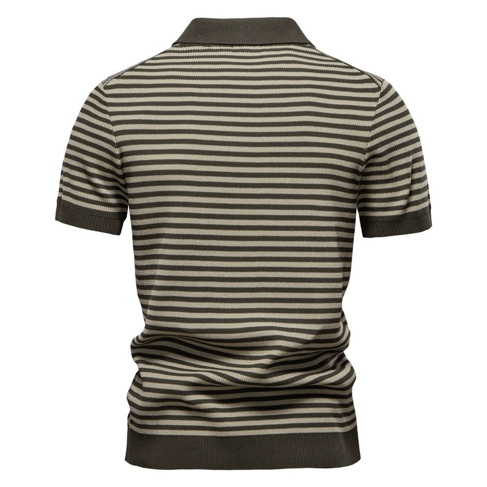 Herren-Poloshirt mit Streifenmuster und Möwenkragen – 2025 Sommer Slim-Fit Business Casual Top | PSD8054