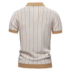 Herren-Poloshirt aus gestreiftem Strick mit Laserschnitt-Details – 2025 Summer Slim-Fit Urban Top | PSD8058 