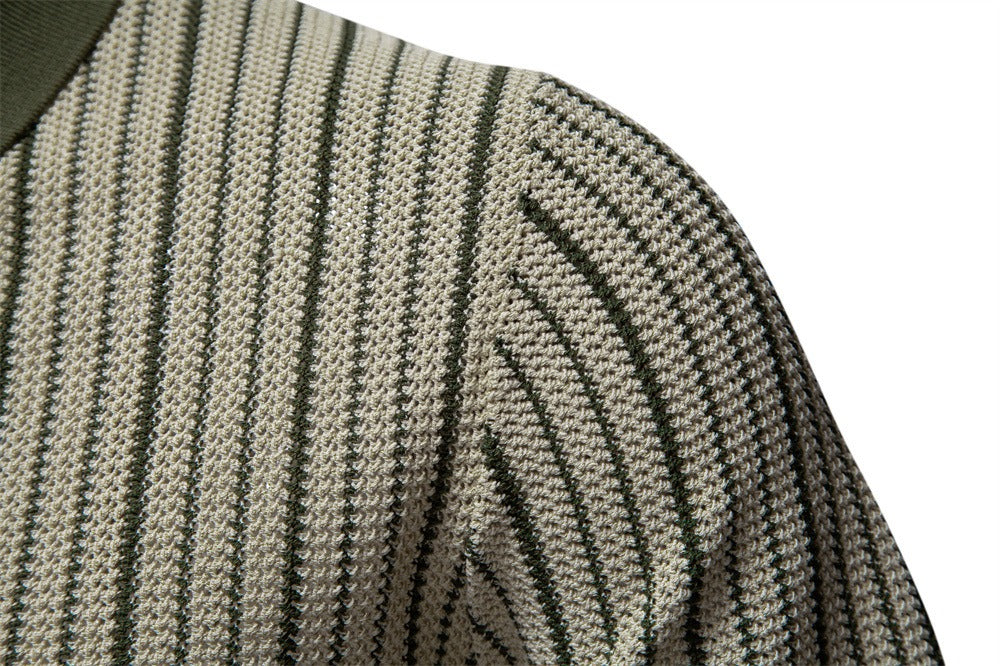 Herren-Poloshirt aus gestreiftem Strick mit Laserschnitt-Details – 2025 Summer Slim-Fit Urban Top | PSD8058 