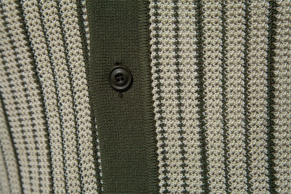 Herren-Poloshirt aus gestreiftem Strick mit Laserschnitt-Details – 2025 Summer Slim-Fit Urban Top | PSD8058 