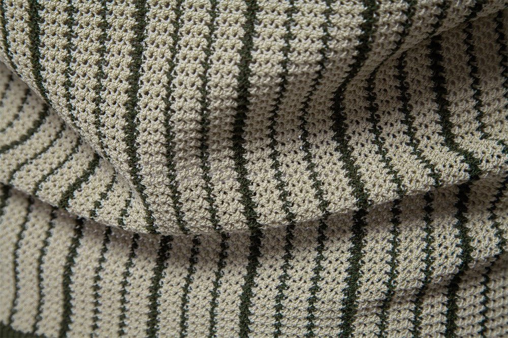 Herren-Poloshirt aus gestreiftem Strick mit Laserschnitt-Details – 2025 Summer Slim-Fit Urban Top | PSD8058 