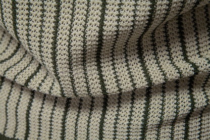 Herren-Poloshirt aus gestreiftem Strick mit Laserschnitt-Details – 2025 Summer Slim-Fit Urban Top | PSD8058 