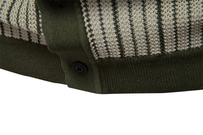 Herren-Poloshirt aus gestreiftem Strick mit Laserschnitt-Details – 2025 Summer Slim-Fit Urban Top | PSD8058 