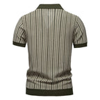 Herren-Poloshirt aus gestreiftem Strick mit Laserschnitt-Details – 2025 Summer Slim-Fit Urban Top | PSD8058 
