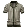 Herren-Poloshirt aus gestreiftem Strick mit Laserschnitt-Details – 2025 Summer Slim-Fit Urban Top | PSD8058 