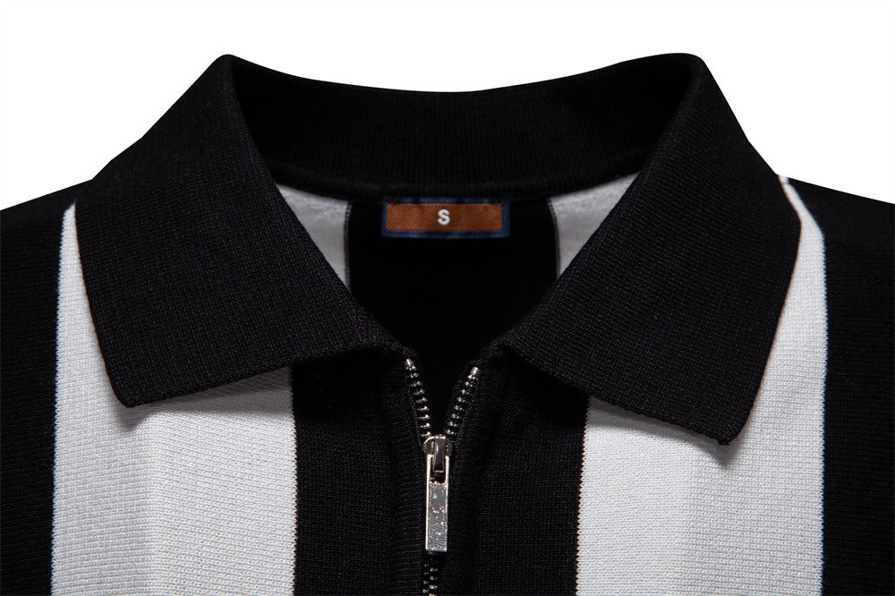 Sommerliches Slim-Fit-Streifen-Poloshirt für Herren – 2025 Business Casual Strickoberteil | Atmungsaktives Kurzarm-T-Shirt | PSD8060 