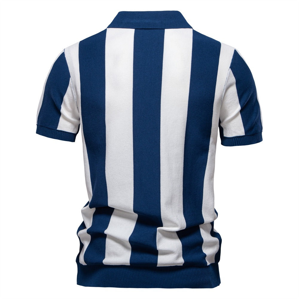 Sommerliches Slim-Fit-Streifen-Poloshirt für Herren – 2025 Business Casual Strickoberteil | Atmungsaktives Kurzarm-T-Shirt | PSD8060 