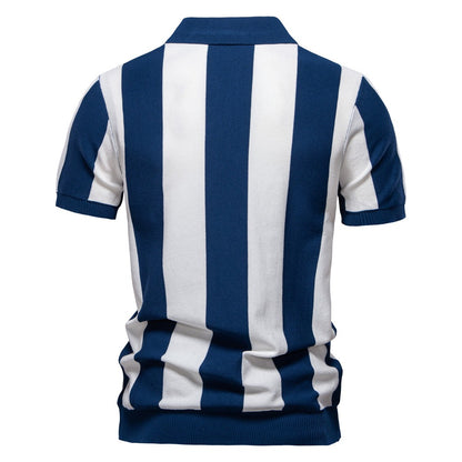 Sommerliches Slim-Fit-Streifen-Poloshirt für Herren – 2025 Business Casual Strickoberteil | Atmungsaktives Kurzarm-T-Shirt | PSD8060 