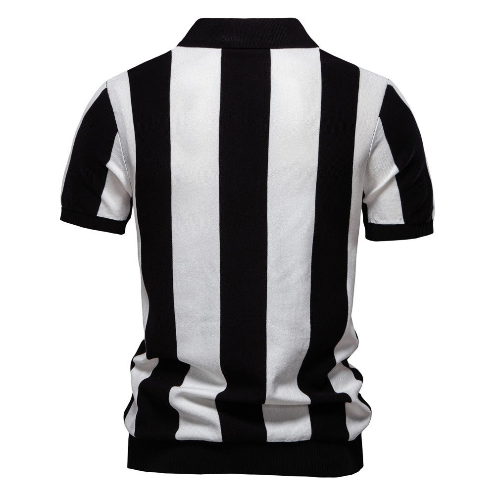 Sommerliches Slim-Fit-Streifen-Poloshirt für Herren – 2025 Business Casual Strickoberteil | Atmungsaktives Kurzarm-T-Shirt | PSD8060 