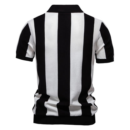 Sommerliches Slim-Fit-Streifen-Poloshirt für Herren – 2025 Business Casual Strickoberteil | Atmungsaktives Kurzarm-T-Shirt | PSD8060 