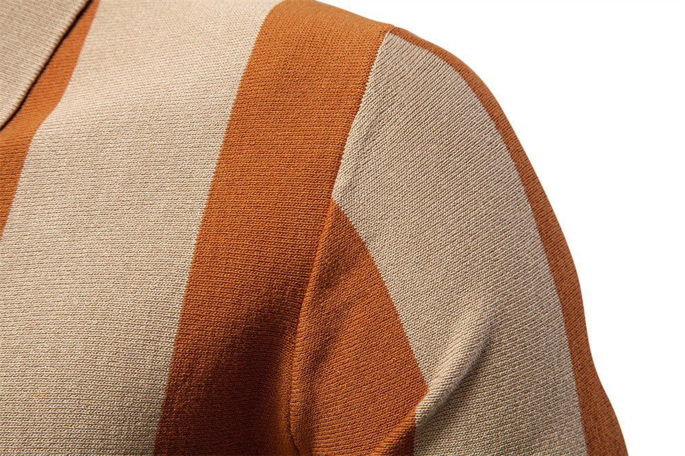 Sommerliches Slim-Fit-Streifen-Poloshirt für Herren – 2025 Business Casual Strickoberteil | Atmungsaktives Kurzarm-T-Shirt | PSD8060 