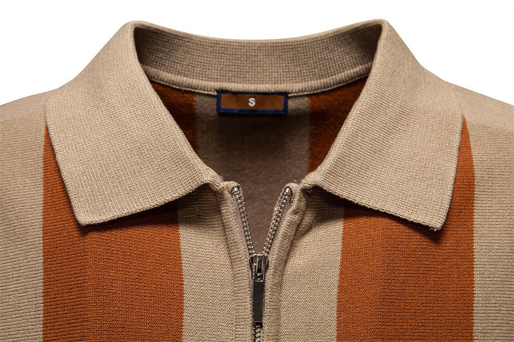 Sommerliches Slim-Fit-Streifen-Poloshirt für Herren – 2025 Business Casual Strickoberteil | Atmungsaktives Kurzarm-T-Shirt | PSD8060 