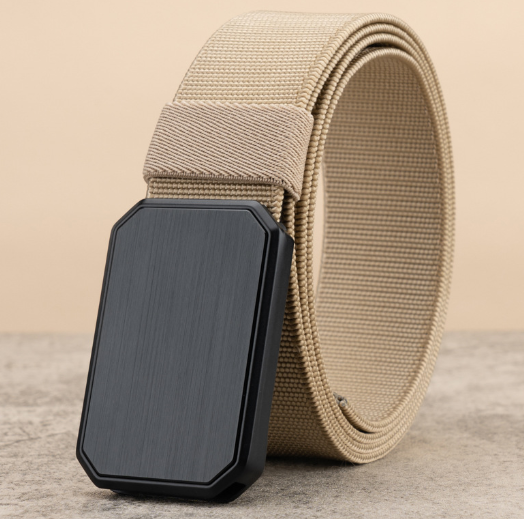 Herren-Stretch-Nylon-Gürtel mit magnetischer Metallschnalle, elastischer Jeansgürtel 