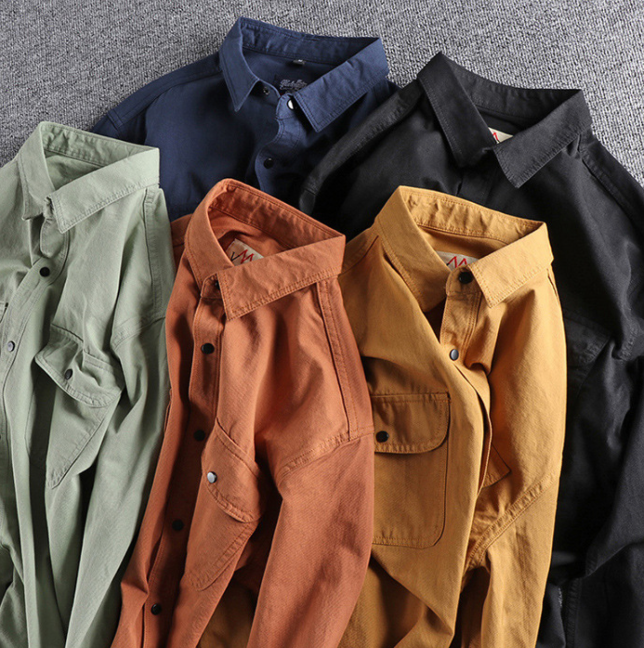 Vintage Workwear Doppeltaschenhemd Retro Casual Classic Shirt Top für Herren | V38 