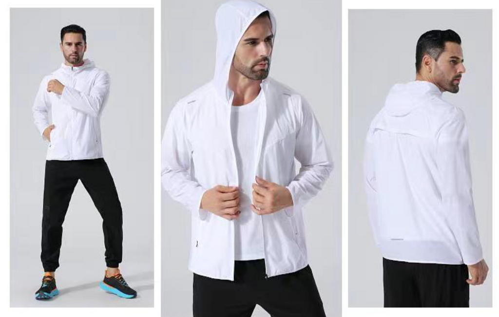 Herren Premium Qualität Reflektierende Streifen Sport Lauf Kapuzenoberteil Wasserdichte Outdoor Windrunner Gym Workout Jacken 