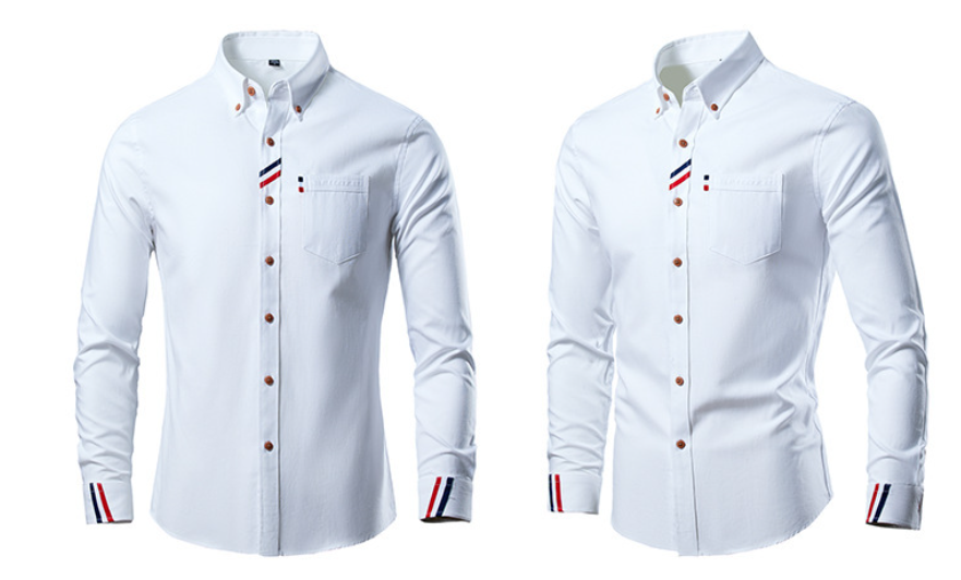 Herren Business Casual Langarmhemd Einfarbig Slim Fit Hemd 