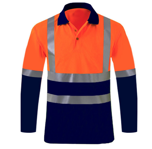 HiVis Construction Polo Reflective Safety Shirt High Visibility Workwear Tops For Men | SG2119X