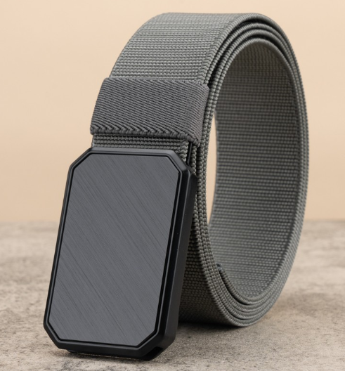 Herren-Stretch-Nylon-Gürtel mit magnetischer Metallschnalle, elastischer Jeansgürtel 