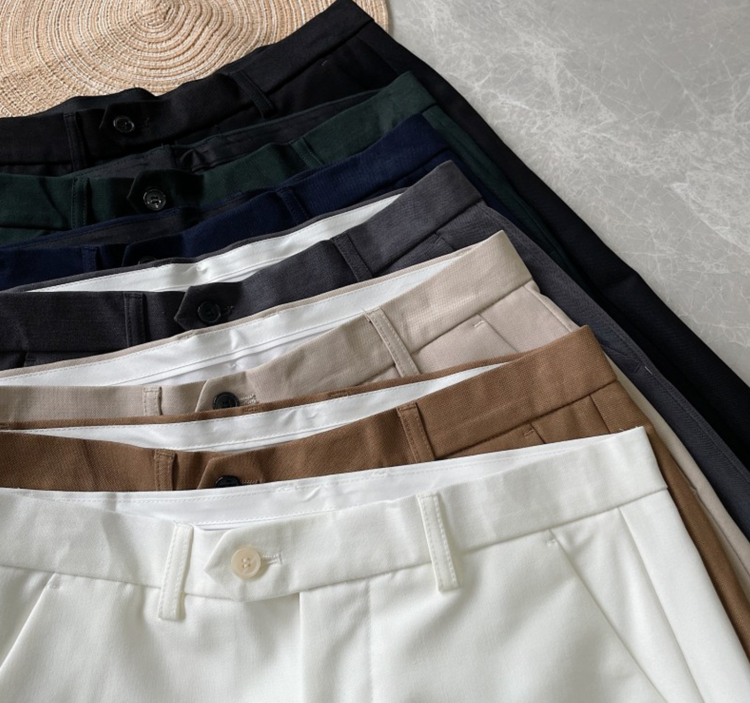 Hochwertiger zweiteiliger Slim Fit Zweireiher Anzug Einfarbig Steigendes Revers Doppelschlitze für Herren | S01 